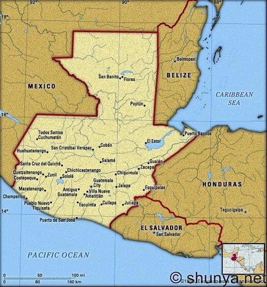Guatemala stadte Map
